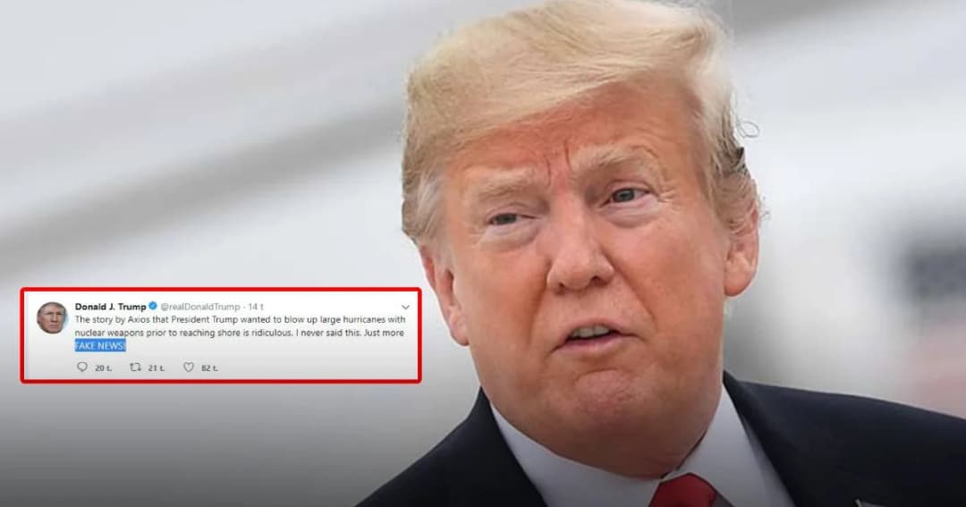 “ทรัมป์” ปฏิเสธข่าวใช้ระเบิดนิวเคลียร์เพื่อหยุดเฮอริเคน พร้อมเผยเรื่องนี้เป็นข่าวปลอม