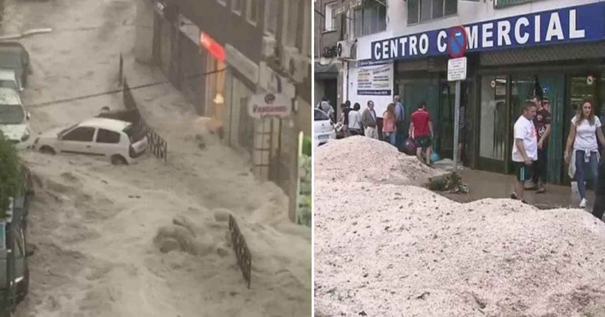 สเปนอ่วม พายุลูกเห็บ-ฝน ซัดถล่มเมืองหลวง