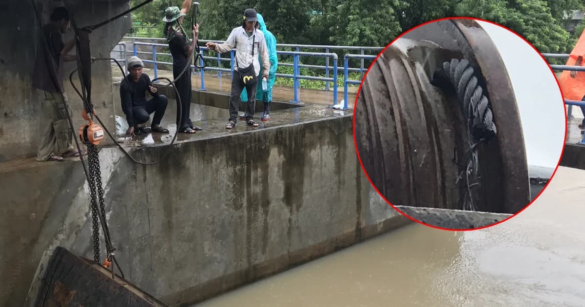 ประตูระบายน้ำเชื่อมลำปาวกาฬสินธุ์ ชำรุดกั้นน้ำไม่อยู่