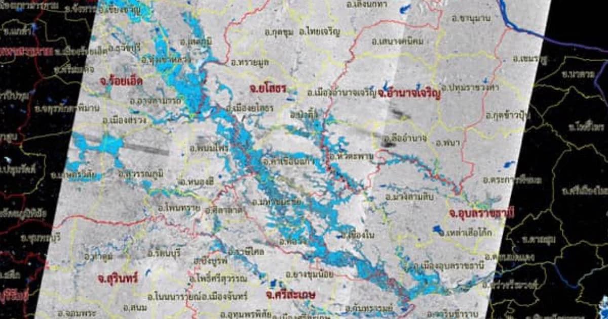 จิสด้าเผยภาพพื้นที่น้ำท่วม จากดาวเทียม Cosmo-Skymed-1 พร้อมเทียบปี 54-62