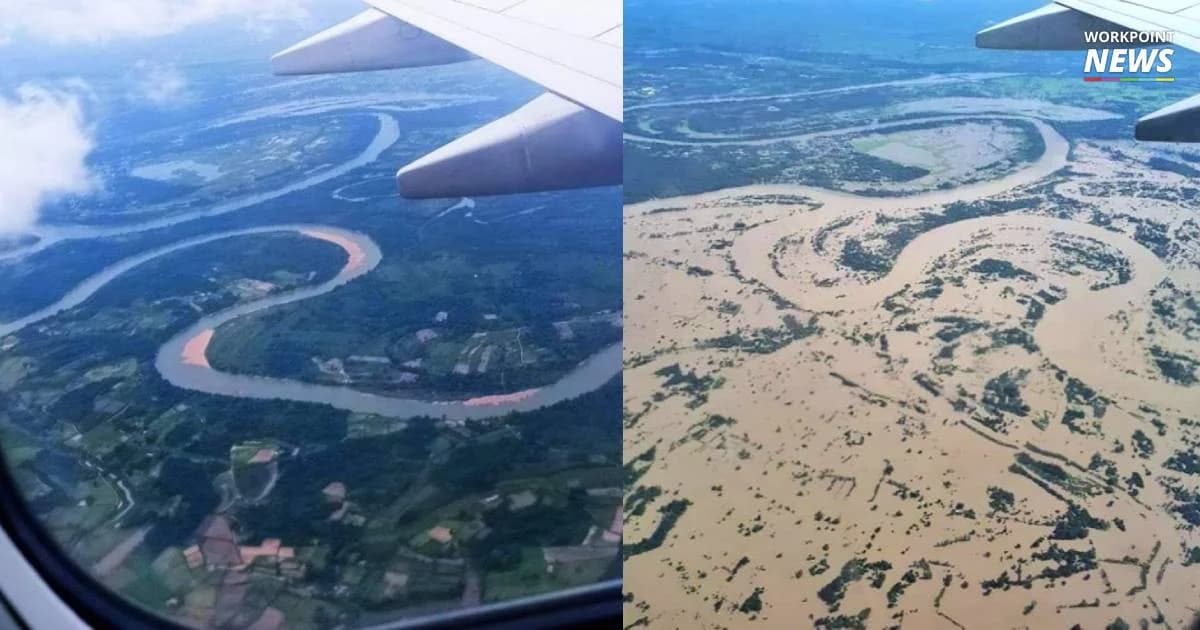 ก่อน-หลังน้ำท่วมใหญ่ โซเชียลแห่แชร์ภาพน่าห่วงมุมสูงอุบลราชธานี