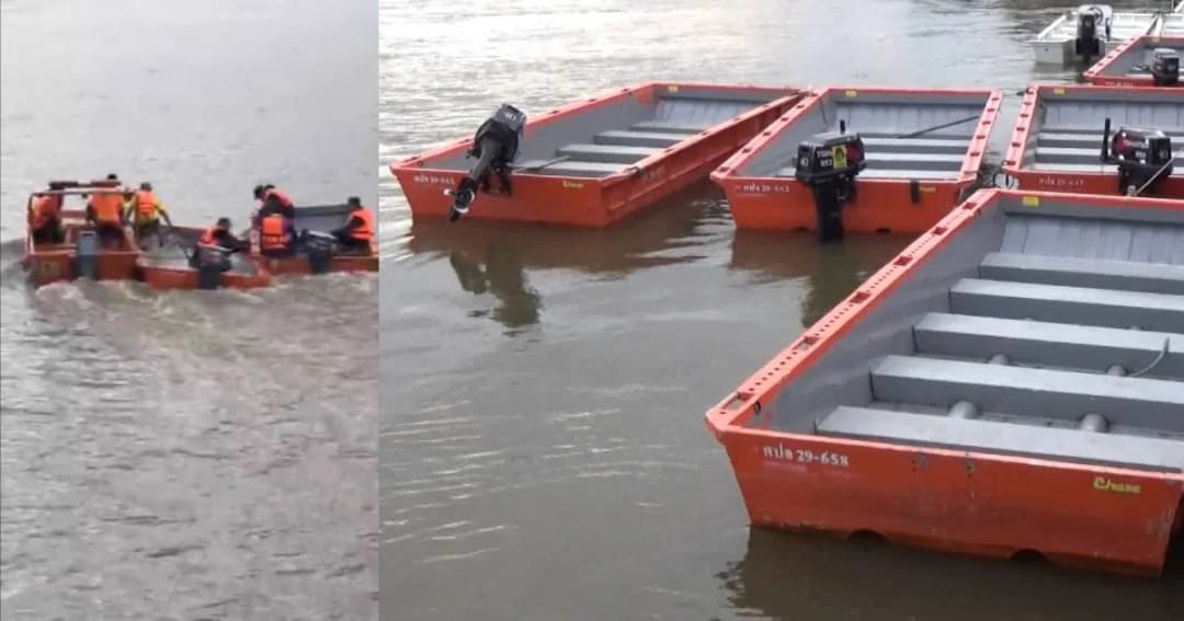 คลื่นน้ำมูลแรงซัดเข้าเรือ ปภ.ถุงยังชีพลอยหาย จนท.ปลอดภัย