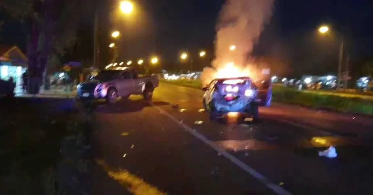 เปิดคลิประทึก! นาทีอุบัติเหตุหมู่นครศรีฯ 9 คันรวดไฟลุกท่วม เจ็บสาหัส 3 ราย