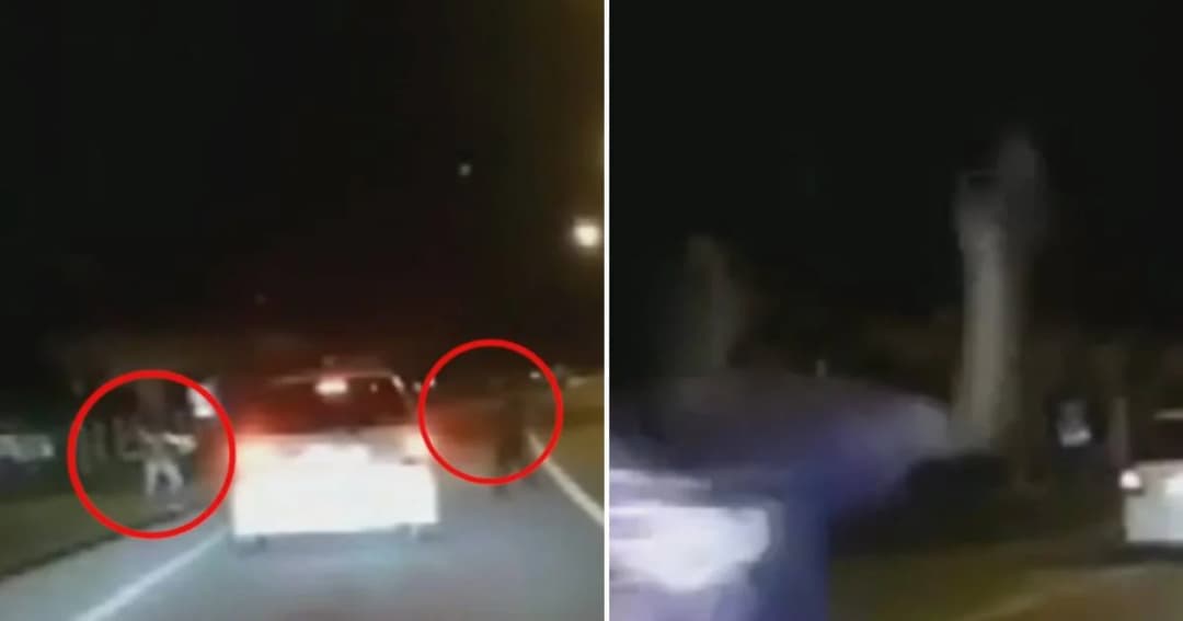 แห่แชร์คลิป! 2 โจ๋กระบี่ โผล่บนถนนดักทุบรถกลางดึก