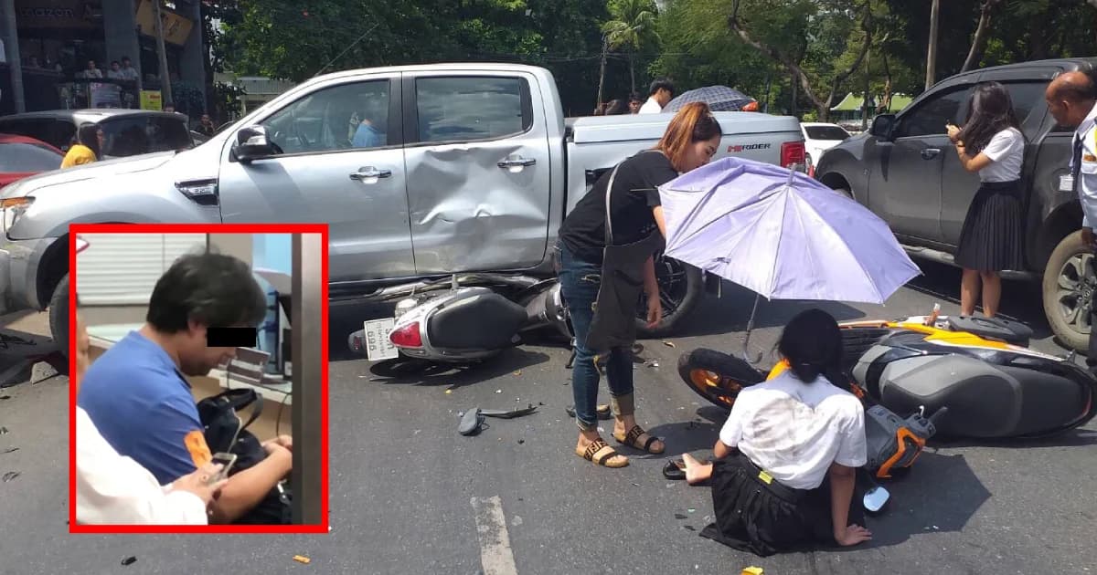 คืบหน้า กระบะชน จยย.นิสิตเกษตรฯ เจ็บระนาว เหตุรองเท้าแตะขัดตัวเบรก