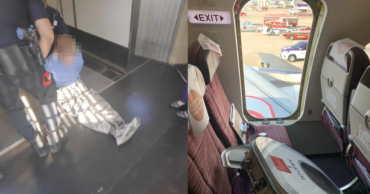 หนุ่มฝรั่งป่วยออทิสติก บุกเปิดประตูฉุกเฉินเครื่องบิน จนท.เร่งจับ