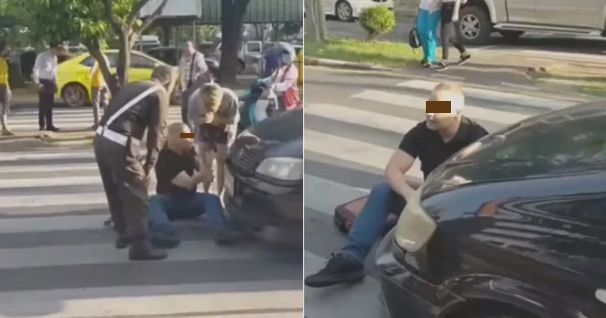 ชายต่างชาติโวยข้ามถนนทางม้าลายแต่ถูกรถชน