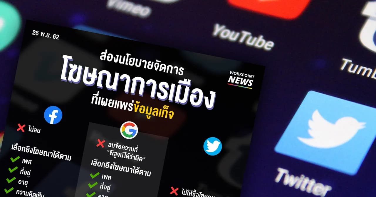 ส่องนโยบาย ‘โฆษณาการเมือง’ 3 บริษัทยักษ์ใหญ่โลกออนไลน์