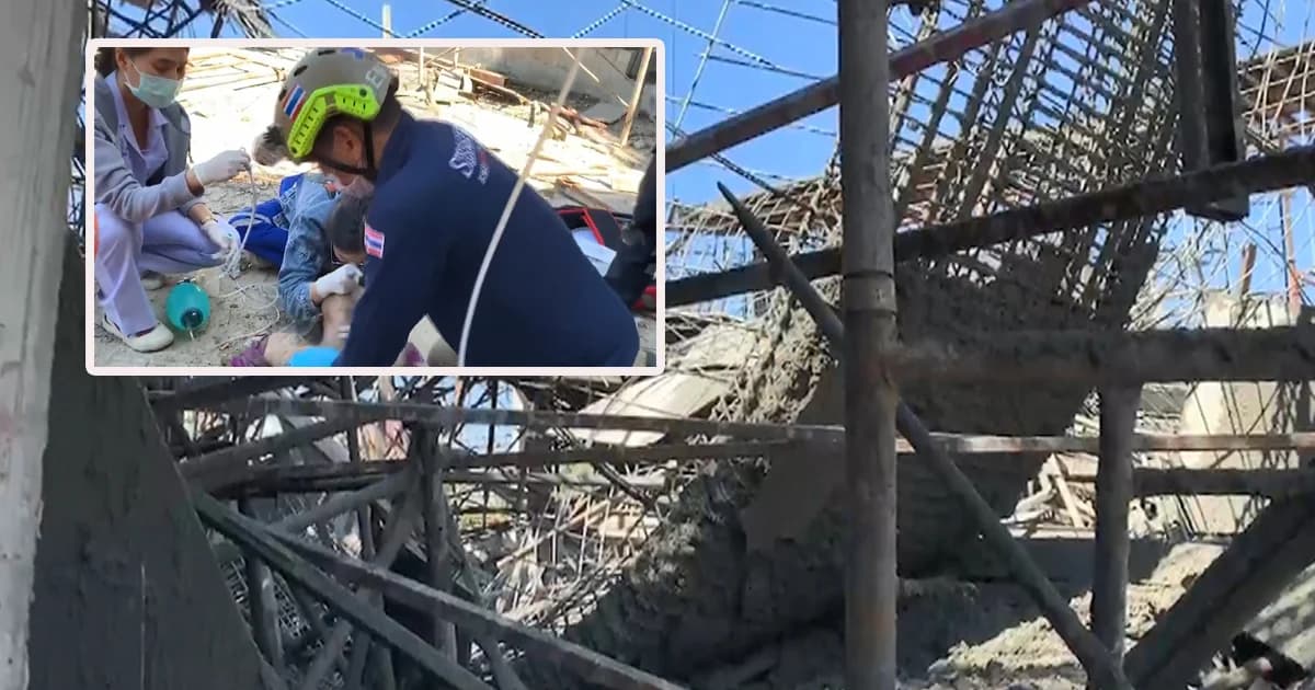 พ่อเรียกลูกชายออกมาไม่ทันนั่งร้านก่อสร้างตึก 9 ชั้นมรภ.ศรีสะเกษถล่มทับ