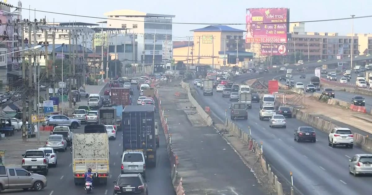 3 ม.ค.63 เดินเครื่องจักรซ่อมถนนพระราม 2 อีกครั้ง หลังหยุดชั่วคราวเทศกาลปีใหม่