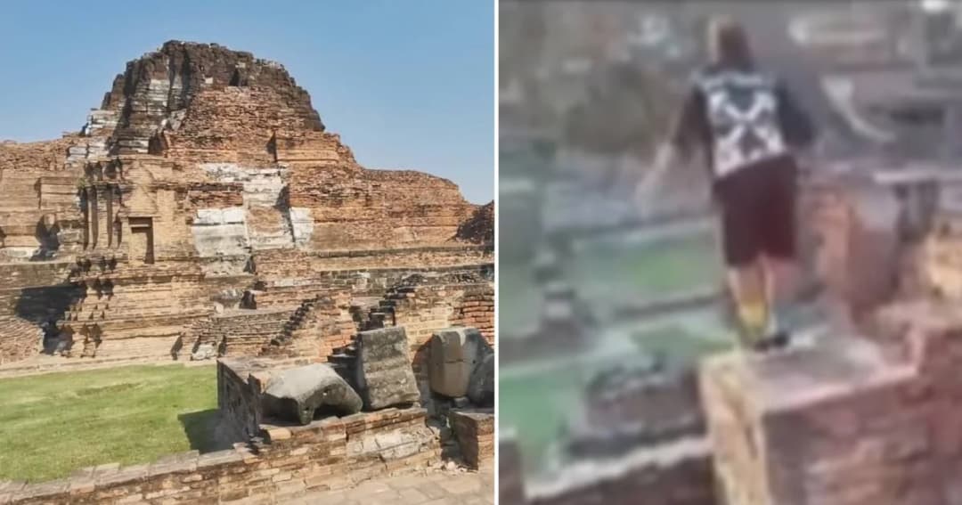 กรมศิลป์ฯ จ่อดำเนินคดี หนุ่มฟรีรันนิ่งในโบราณสถาน วัดมหาธาตุ