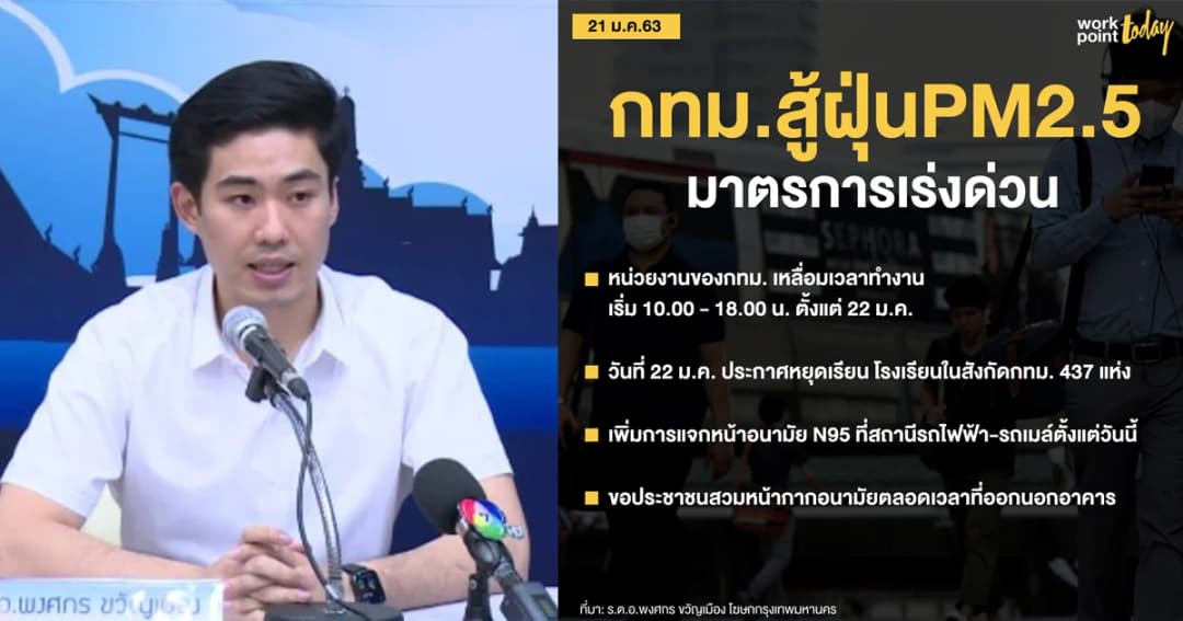 22 ม.ค.กทม.สั่งปิดโรงเรียน 437 แห่ง-เริ่มเหลื่อมเวลาทำงานขรก.แก้ฝุ่นPM 2.5