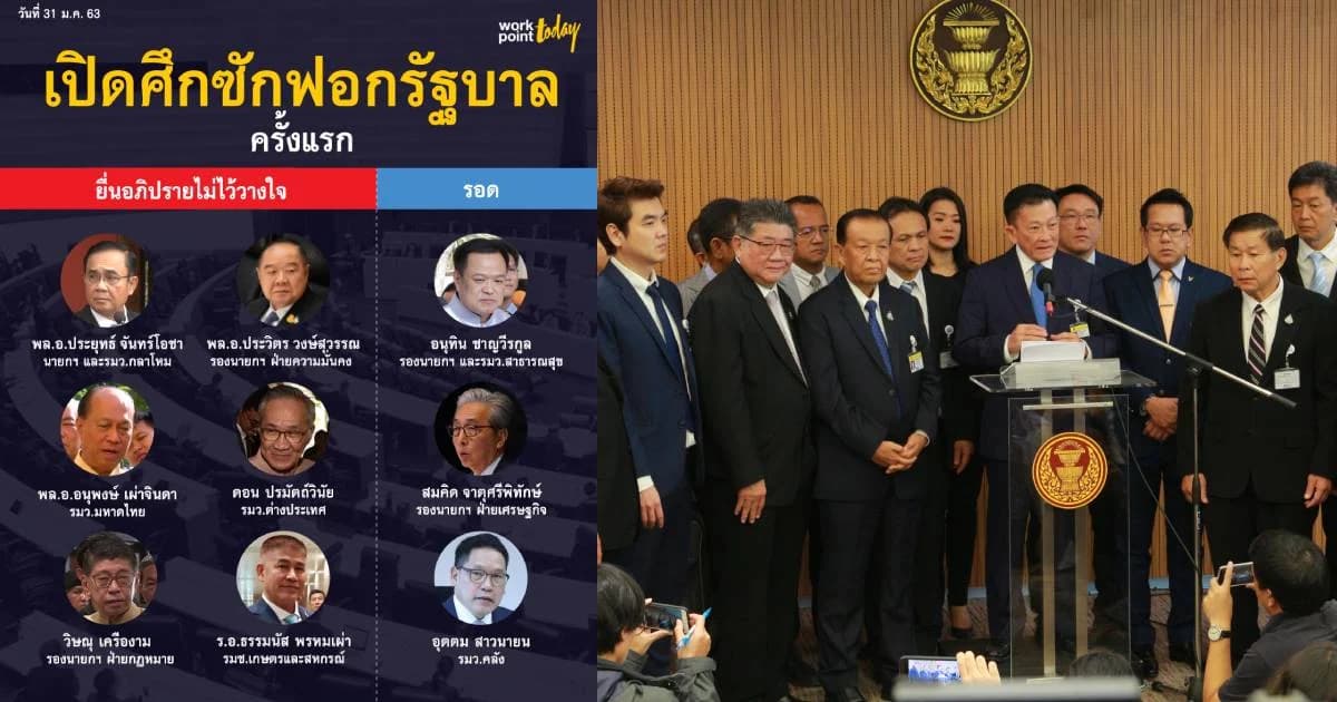 ฝ่ายค้านยื่นอภิปรายไม่ไว้วางใจ 6 รัฐมนตรี “3 ป.” ขึ้นเขียง “อนุทิน” รอด