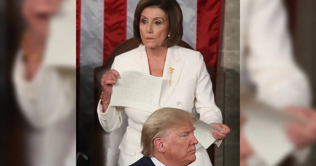 สหรัฐฯแถลงนโยบายเดือด แนนซี เพโลซีฉีกคำแถลงทรัมป์