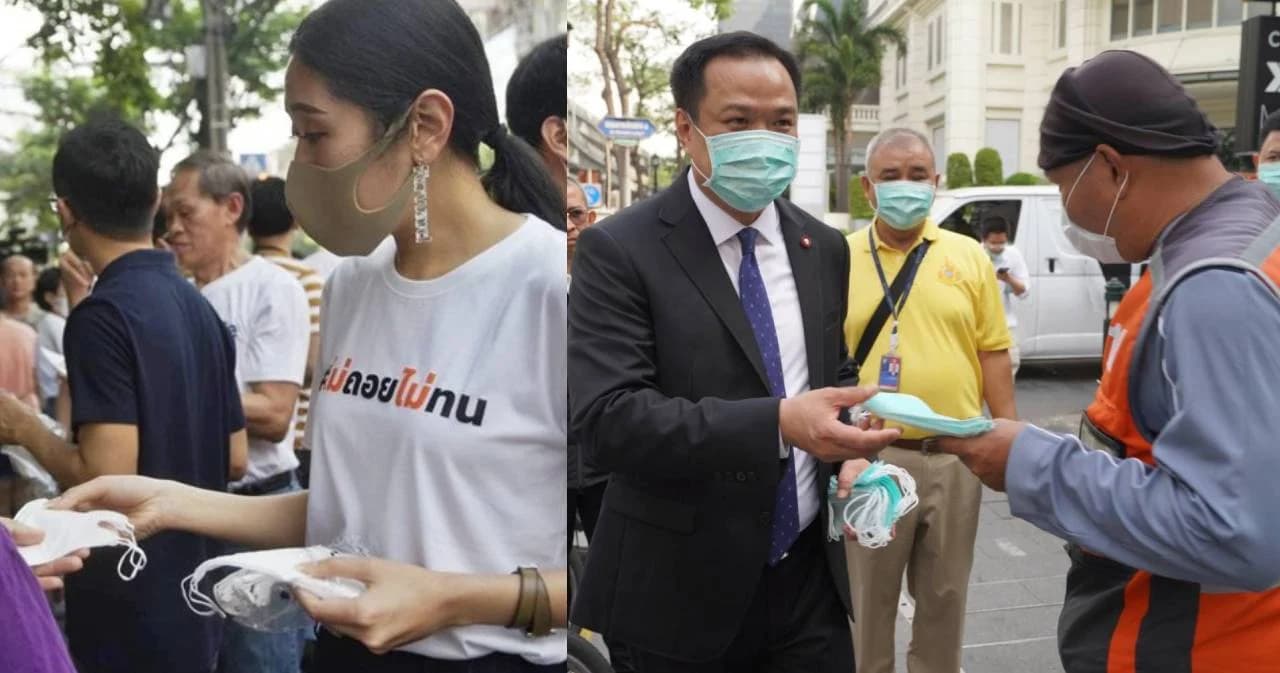 มือเปล่าจับหน้ากากอนามัยแจก ปลอดภัยถ้าไม่จับด้านใน-ใช้เจลล้างมือก่อน