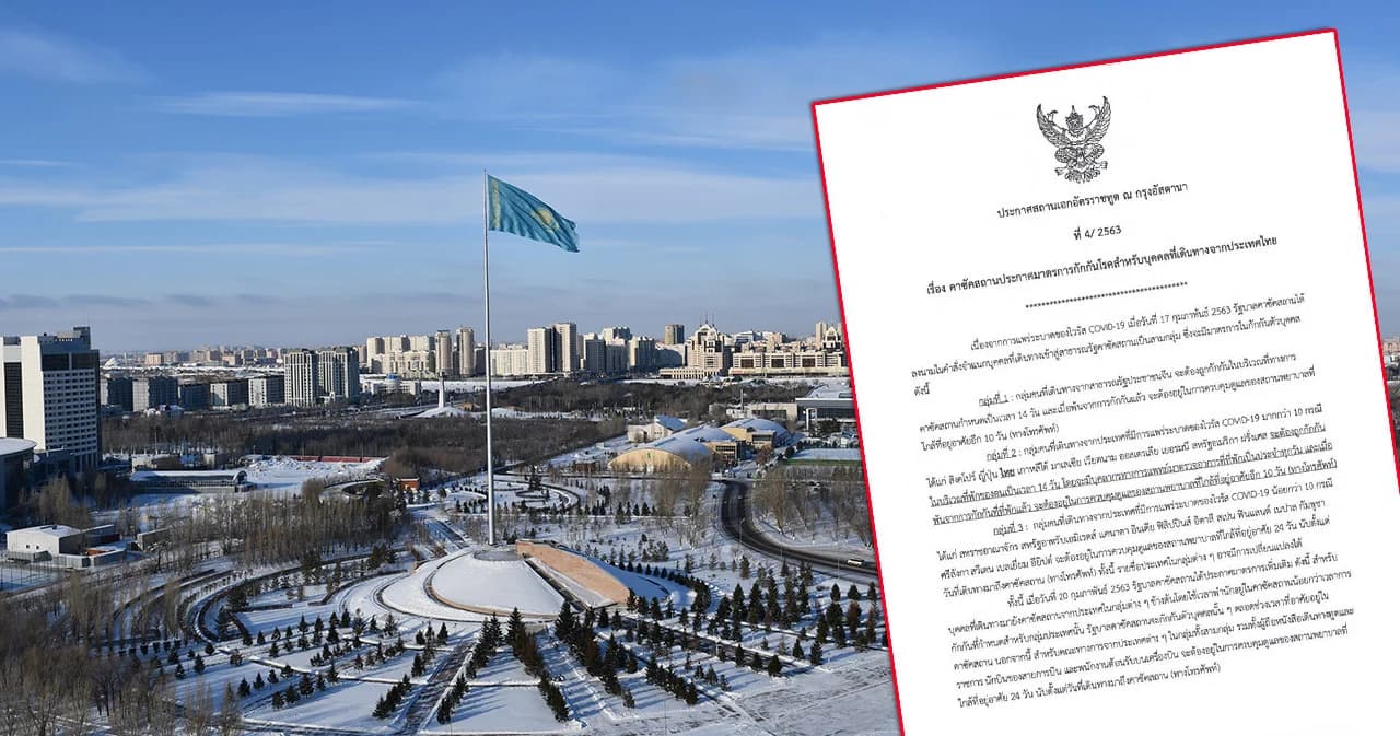 คาซัคสถานคุมเข้มโควิด-19 เตือนคนไทยเดินทางเข้าประเทศถูกกักตัว 14 วัน