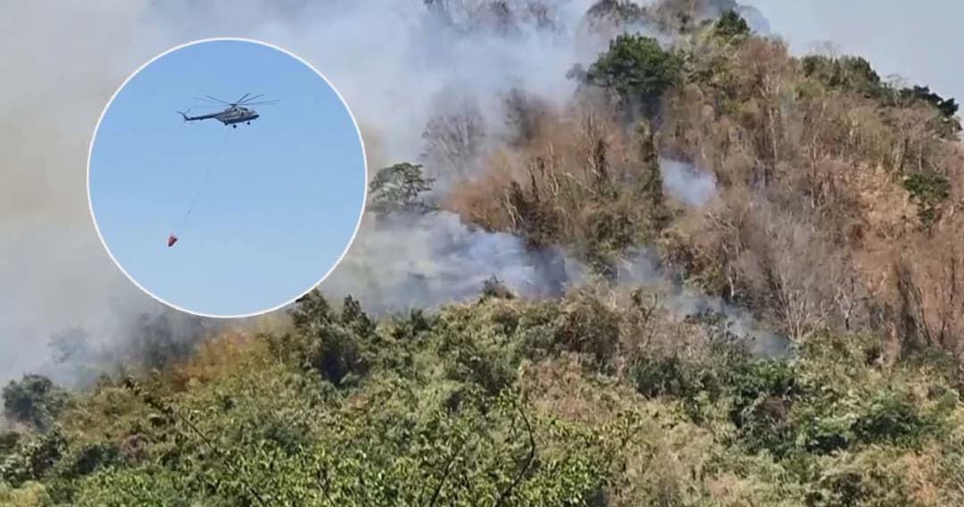 เร่งดับไฟป่าเขาแหลม จ.นครนายก ลุกลามใกล้โรงเรียนนายร้อยจปร.