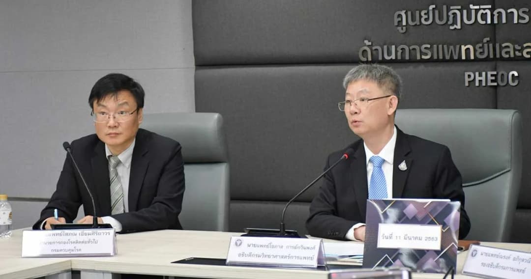 โควิด-19 ไทยติดเชื้อเพิ่ม 6 ราย รวมป่วยสะสม 59 ราย รักษาหาย 34 ราย