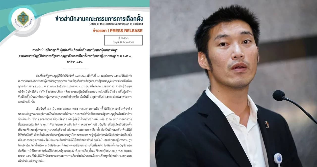 กกต. แจงเหตุดำเนินคดีอาญา “ธนาธร รู้อยู่แล้วไม่มีสิทธิสมัคร ส.ส.” ผิด ม.151