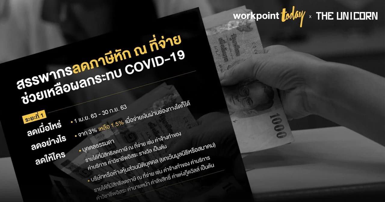 เริ่มพรุ่งนี้ 1 เม.ย. 63 กรมสรรพากรลดอัตราภาษีหัก ณ ที่จ่าย จาก 3% เหลือ 1.5% จนถึงสิ้นเดือน ก.ย.
