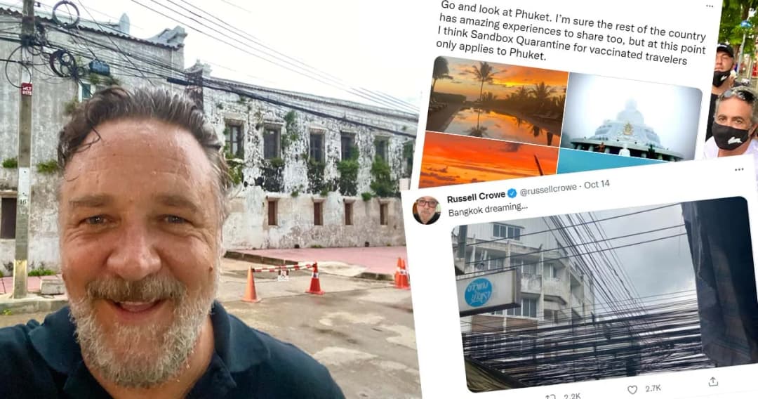 ทำงาน-กักตัว แต่ได้เที่ยว ‘รัสเซลล์ โครว์’ โชว์ภาพเที่ยวภูเก็ต-กทม. อวดชาวโลก