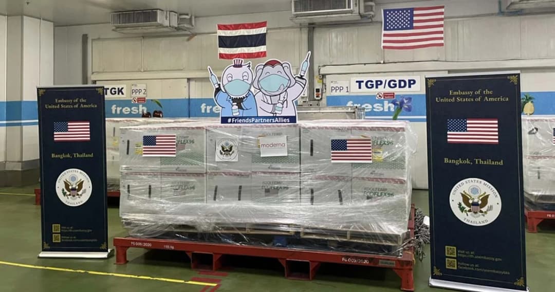 วัคซีน Moderna จากสหรัฐฯ อีก 1 ล้านโดส ถึงไทยแล้ว รวมส่งมอบ 2.5 ล้านโดส