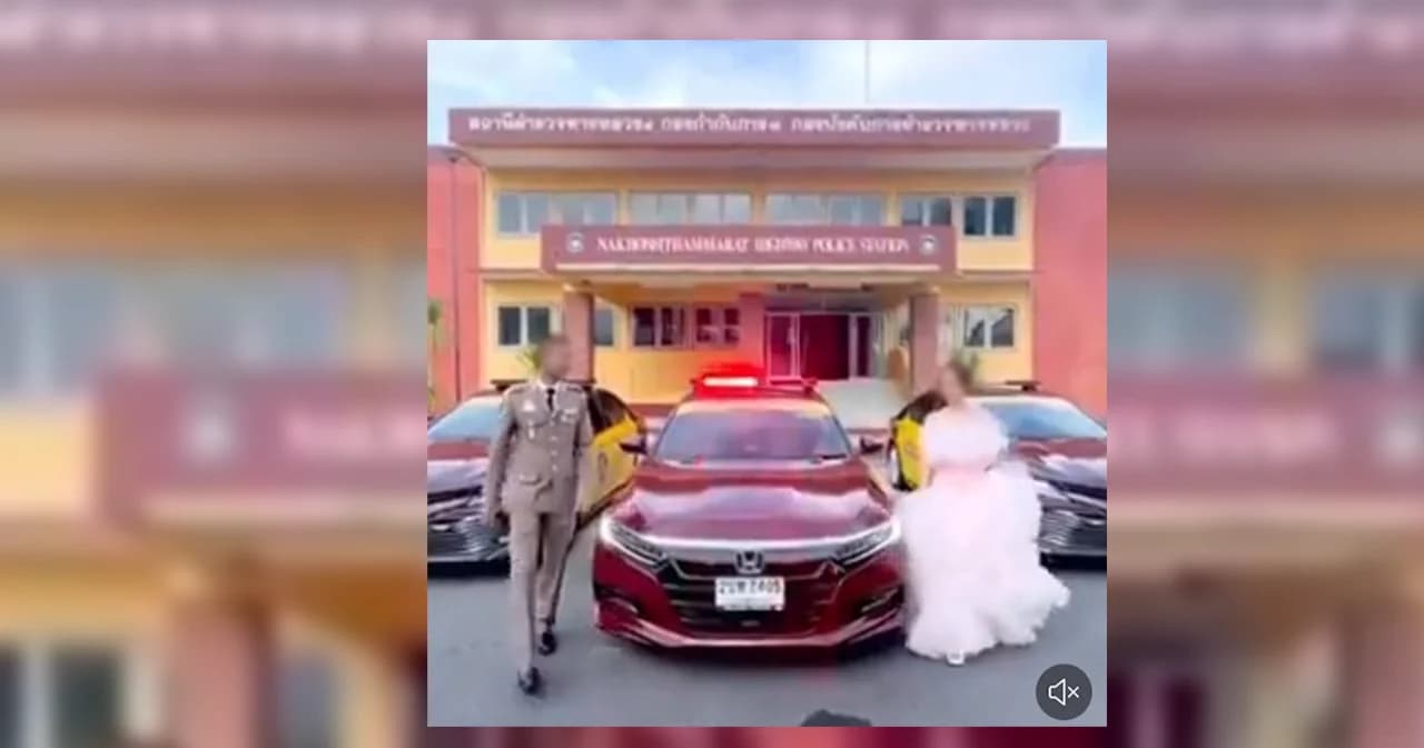 ตำรวจทางหลวง สั่งสอบผู้กองนำรถหลวงมาถ่ายภาพพรีเวดดิ้ง