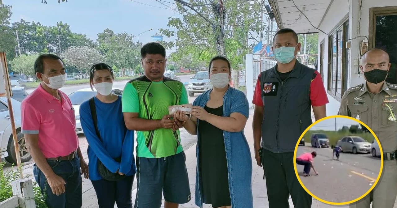 น้ำใจไทย สิบล้อทำแบงก์พันปลิวเกลื่อนถนนนับแสนบาท พลเมืองดีจอดรถช่วยเก็บได้คืนเกือบครบ