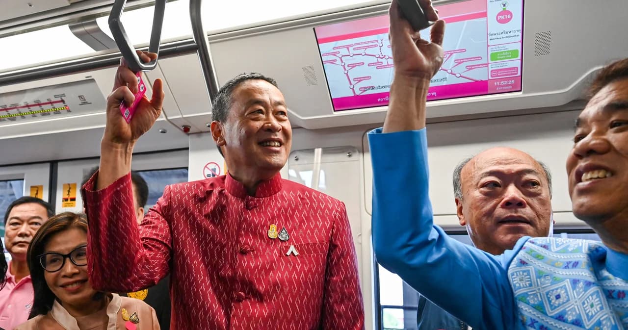 ‘เศรษฐา’ ประเดิมทดสอบ ‘รถไฟฟ้าสายสีชมพู’ เปิดทดลองวิ่งวันแรก