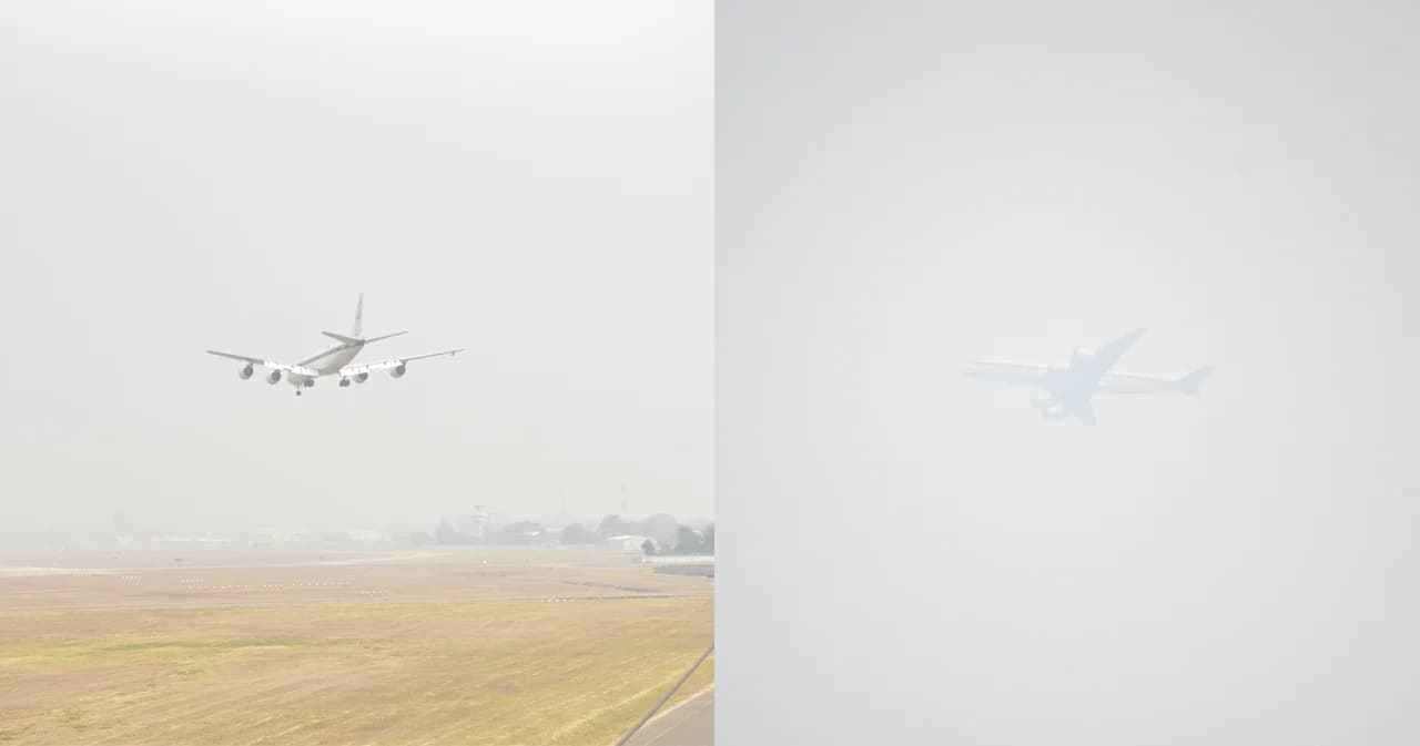 เผยภาพเครื่องบิน DC-8 ของนาซา บินโฉบฝุ่นหนาทึบ ที่สนามบินเชียงใหม่ เพื่อเก็บข้อมูลวิจัยปัญหา ฝุ่น PM 2.5