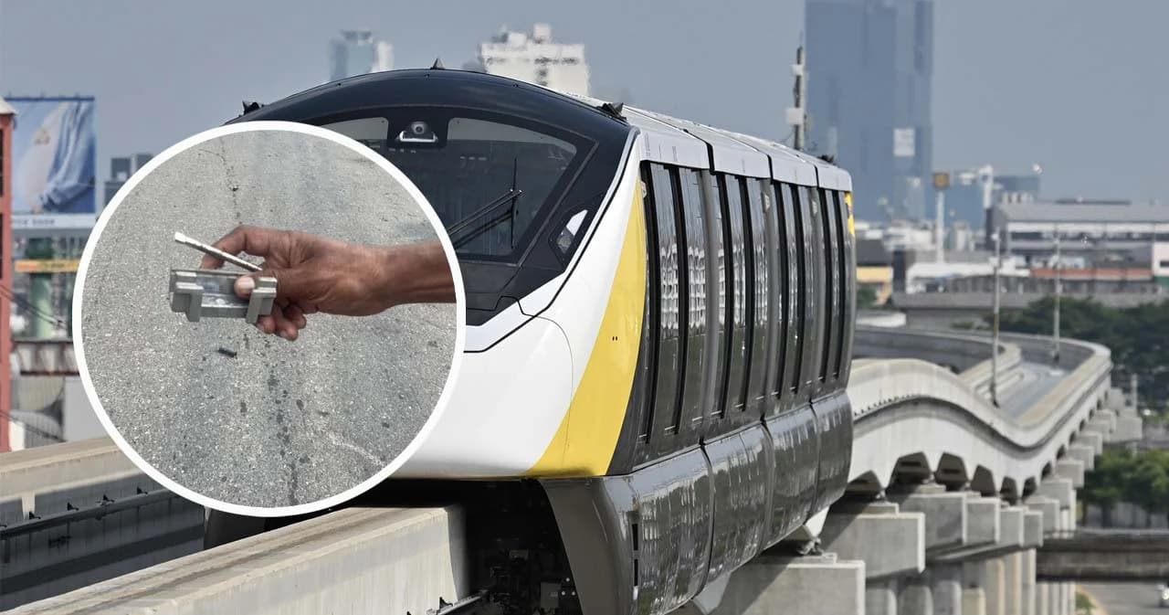 ‘รถไฟฟ้าสายสีเหลือง’ แจ้งปิดให้บริการชั่วคราวทุกสถานี หลังอุปกรณ์หล่นบนถนน