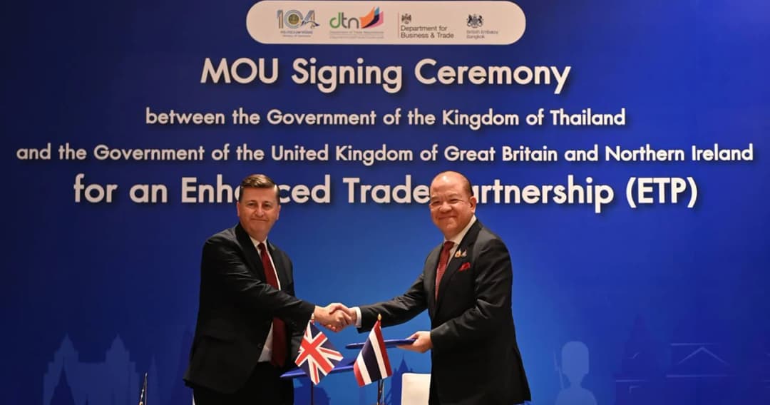 “พิชัย” ลงนาม MOU กับสหราชอาณาจักร ยกระดับความสัมพันธ์ทางการค้า เร่งเจรจา FTA อีก 4 ประเทศสมาชิก