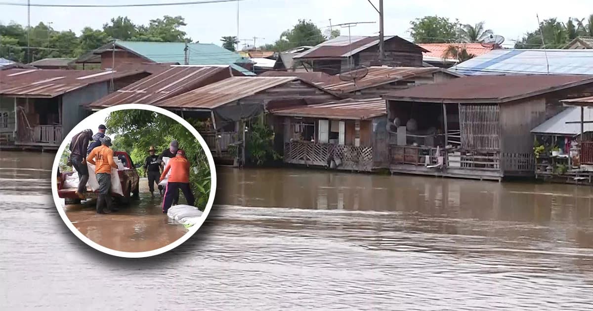 พิจิตร วางแนวกระสอบทราย ป้องกันแม่น้ำยมล้นท่วมชุมชนในพื้นที่เศรษฐกิจ