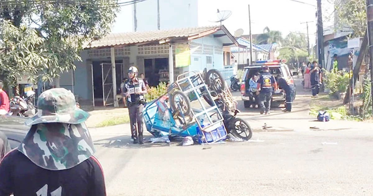 ซาเล้งชน จยย.คว่ำ เจ็บทุกรายในที่เกิดเหตุ