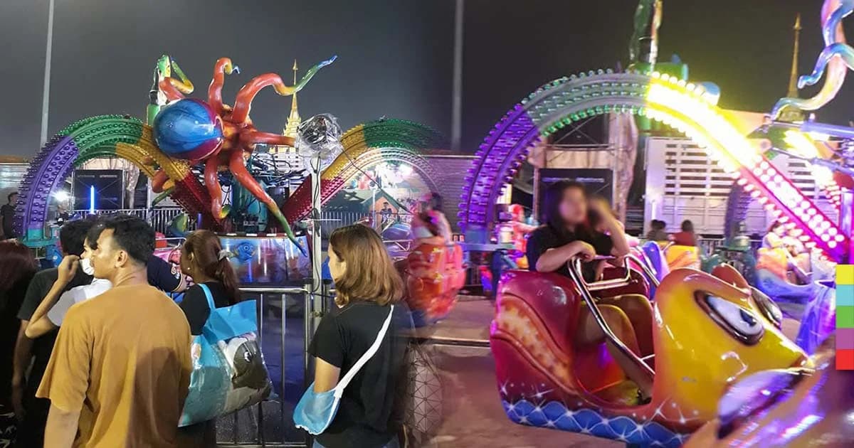 ร้องระงม ! เครื่องเล่นปลาหมึก งานกาชาดสมุทรปราการหัก เจ็บระนาว 15 ราย