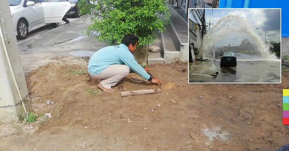 ซ่อมแล้วท่อน้ำสุขุมวิท หลังเกิด ‘อุโมงค์น้ำ’ กลางถนน