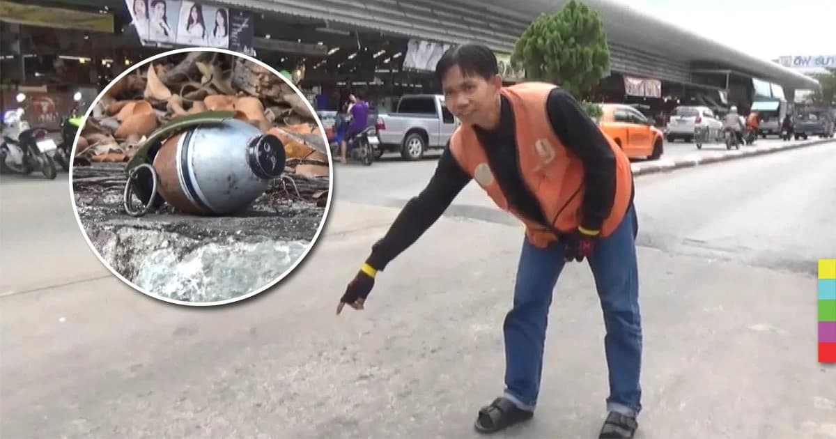 วิน จยย.ใจเด็ด วิ่งไปเก็บระเบิดหล่นกลางถนน หวั่นรถเหยียบบึ้ม