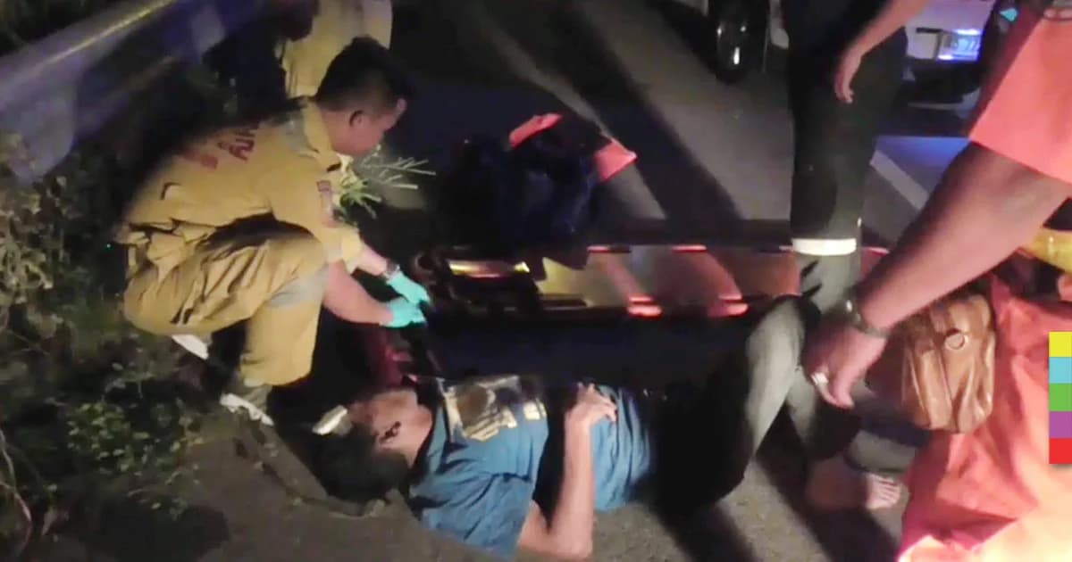 หนุ่มพลัดตกทางด่วนกาญจนาฯ สูงกว่า 7 ม. อาการสาหัส