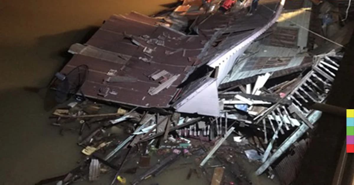 ร้านอาหารริมน้ำเจ้าพระยาถล่ม คนหาย 1 ราย