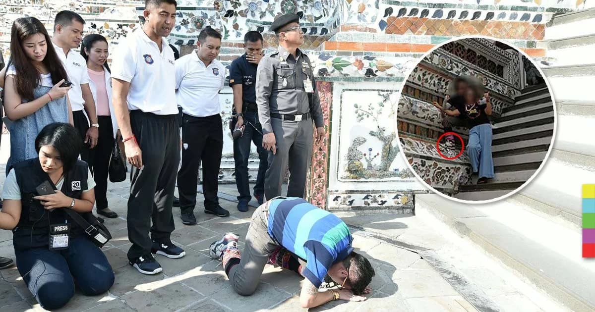 ไกด์ทอม กราบขอขมา ‘พระปรางค์วัดอรุณ’ เจอข้อหา ปีนป่ายโบราณสถานฯ