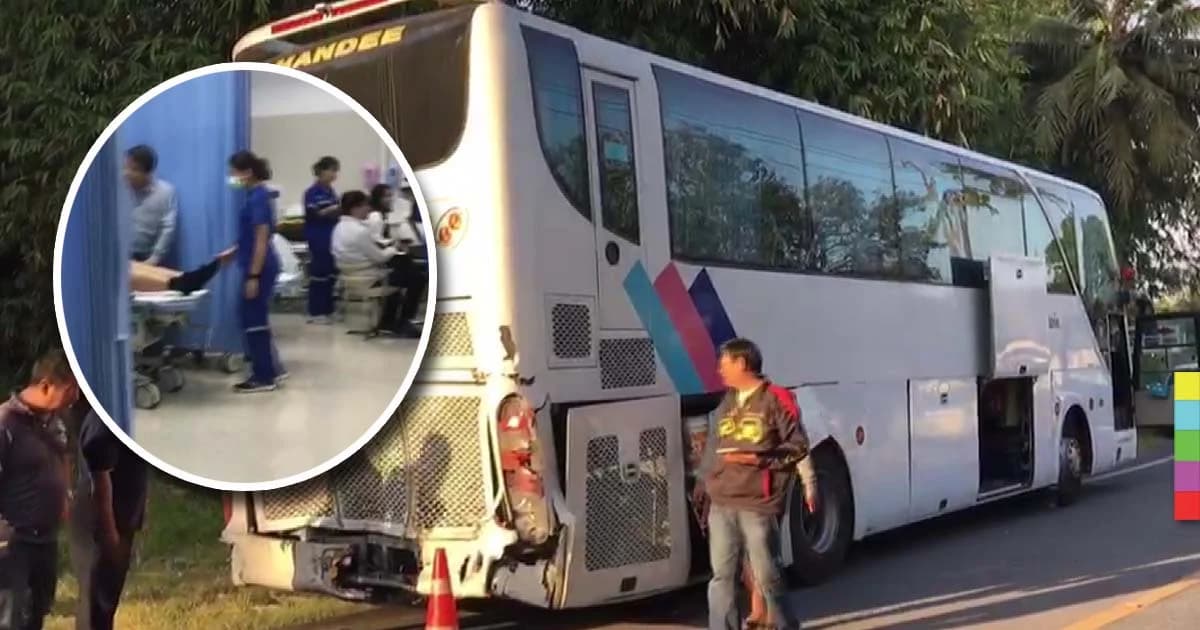 พ่วงเสยท้ายรถทัวร์ นทท.เกาหลี เจ็บกว่า 30 ราย