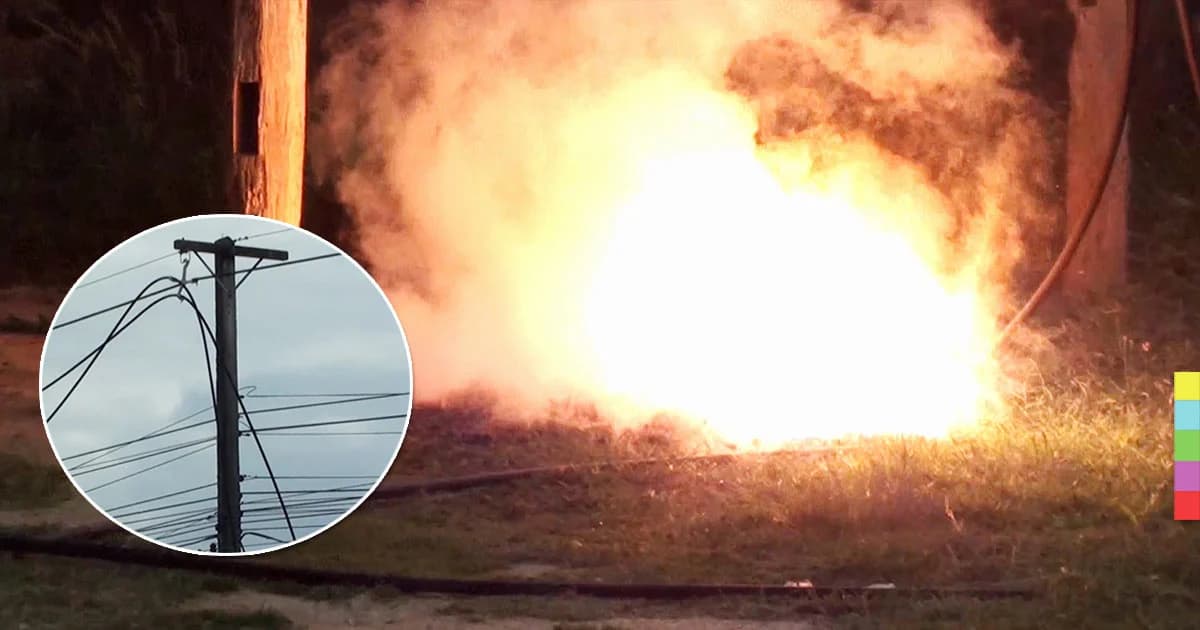 อันตราย ! ไฟช็อตไหม้ ‘สายไฟแรงสูง’ ขาด จนท.เร่งตัดไฟ