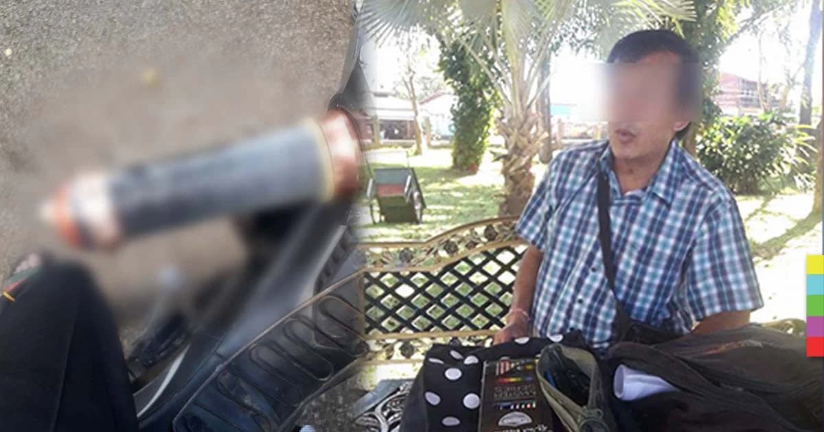 รู้ตัวแล้ว ! ลุงหื่นนำถุงยางเปื้อนอสุจิ ครอบแฮนด์รถ สาว ม.5