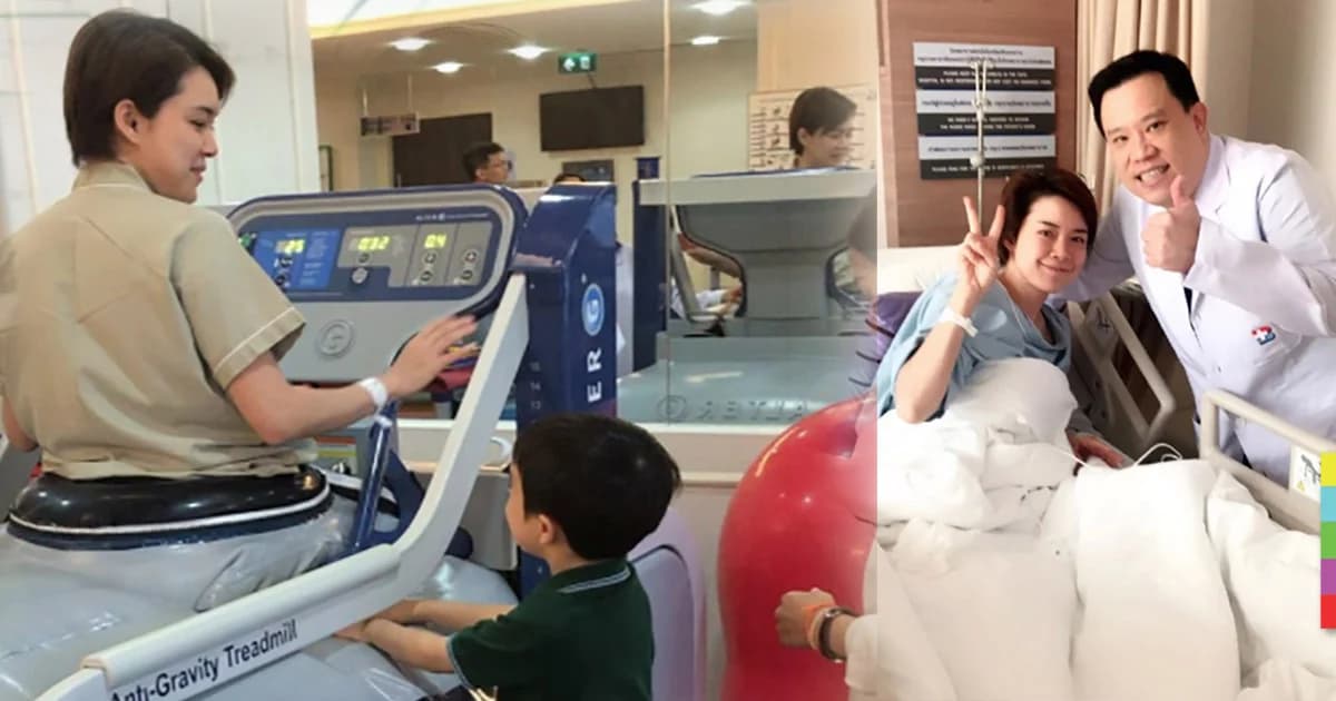 “นิหน่า” กำลังใจดี สามีและลูกๆ ดูแลไม่ห่าง หลังเข้ารับการผ่าตัดเข่า – ทำกายภาพ