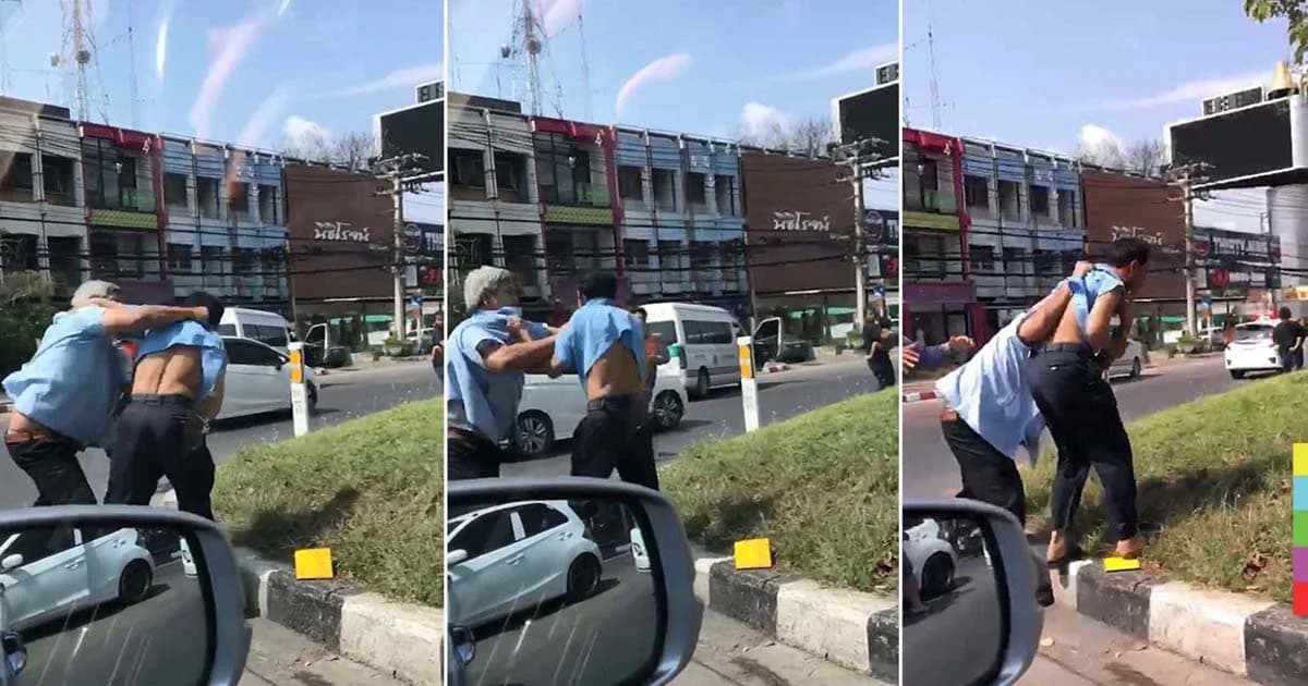 ศึกนี้ยอมไม่ได้ ! 2 โชเฟอร์รถตู้จอดวางมวย กลางสี่แยก