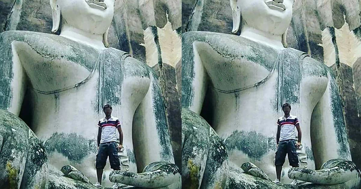 ชาวเน็ตสวดยับ ! ฝรั่งปีนถ่ายรูปบน ‘องค์พระอจนะ’ วัดศรีชุม