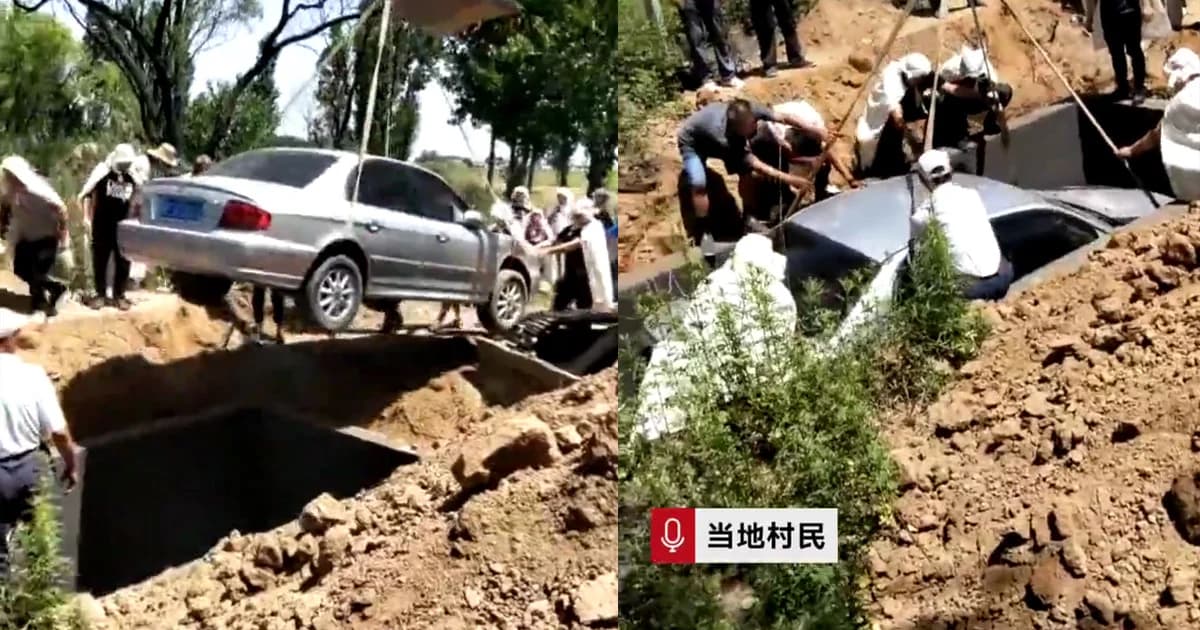 รักรถสุด ! หนุ่มจีนสั่งเสียก่อนตาย ใช้เก๋งเป็นโลงศพ ฝังร่างไปพร้อมกัน