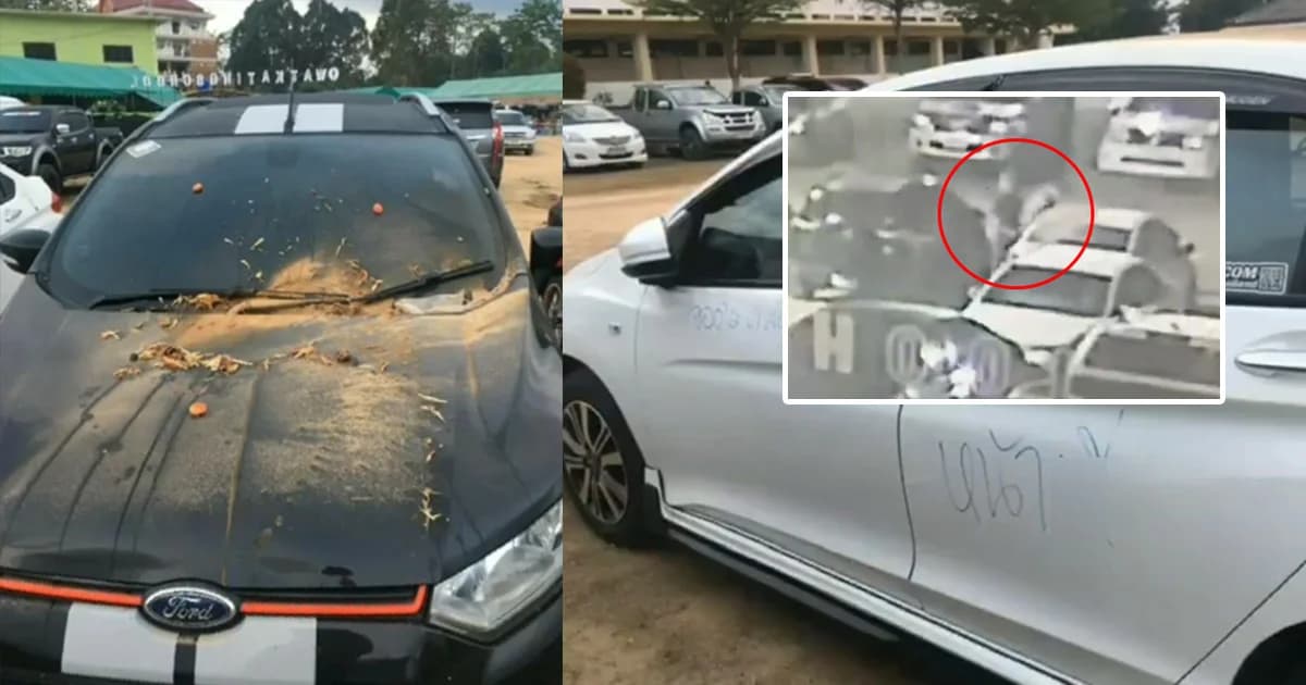 ตร.เร่งตามตัว ! มือดีเขียนด่า-สาดส้มตำใส่เก๋ง โมโหจอดขวางทางออกเขาคิชฌกูฏ