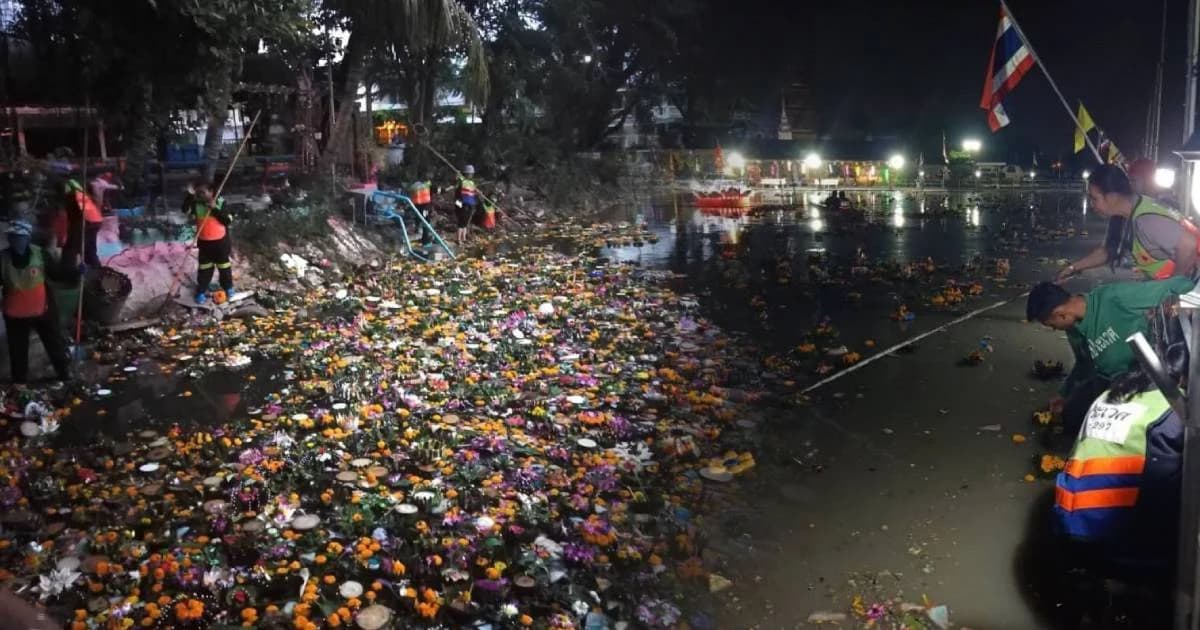 จนท.กทม.กว่า 200 คน เก็บกระทง 10 ชม. ยอดปี 62 กว่า 5 แสนใบ ลาดกระบังมากสุด