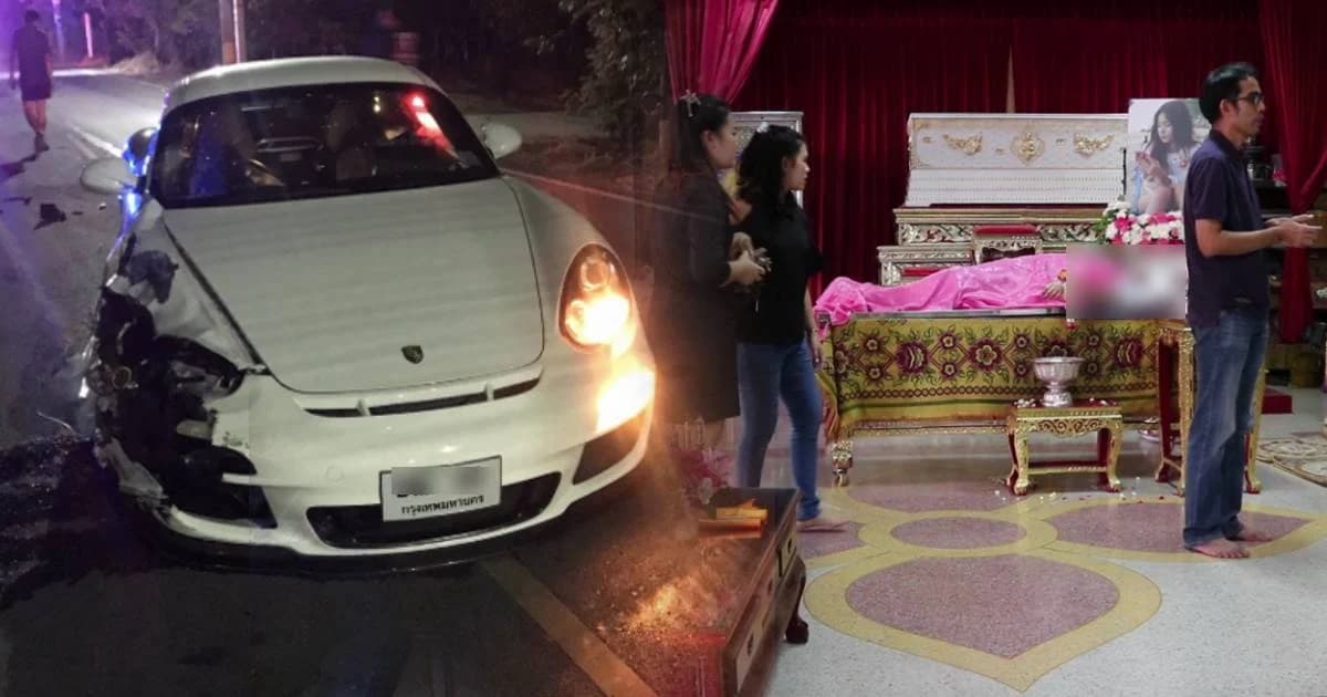 ปอร์เช่ซิ่งข้ามเลนชน จยย. ดับ1 สาหัส1 ญาติผู้เสียชีวิตโวย ตร.ไม่ตรวจแอลกอฮอล์